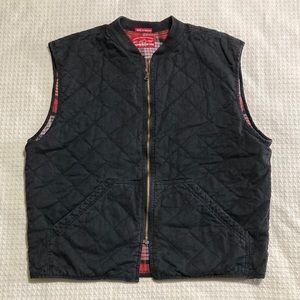 Vintage Marlboro Country Store Reversible Zip Up Vest Black and Plaid Size Large